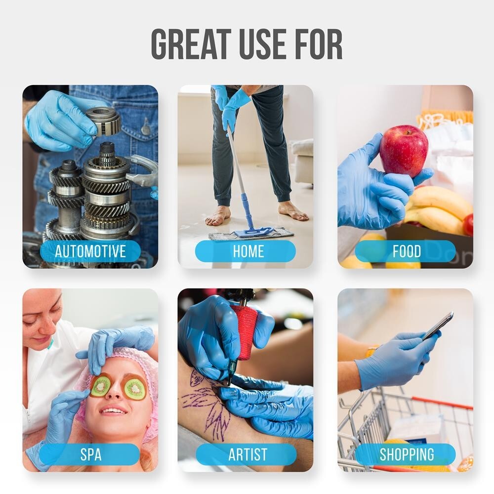 SereneLife 100 Pcs. Soft Industrial Gloves-Nitrile & Vinyl Gloves Powder Free-XL
