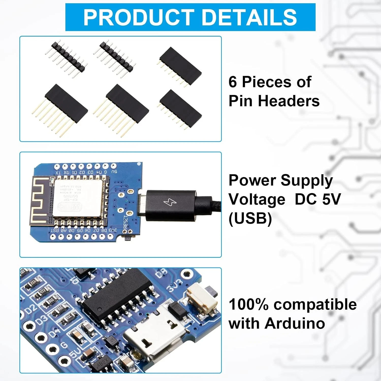 Lot of 2 Pieces Development Board Node mcu Mini D1 Module for ESP8266 ESP-12F