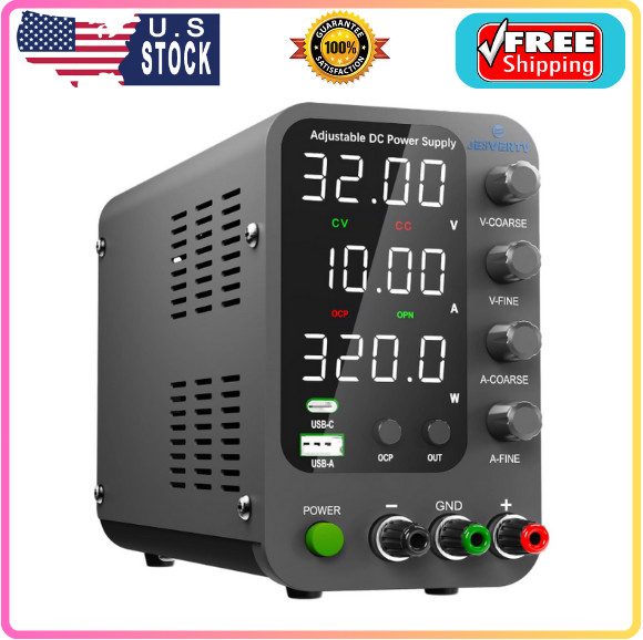DC Power Supply Variable, 0-32V 0-10A Switching Bench Power Supply with 20W U…