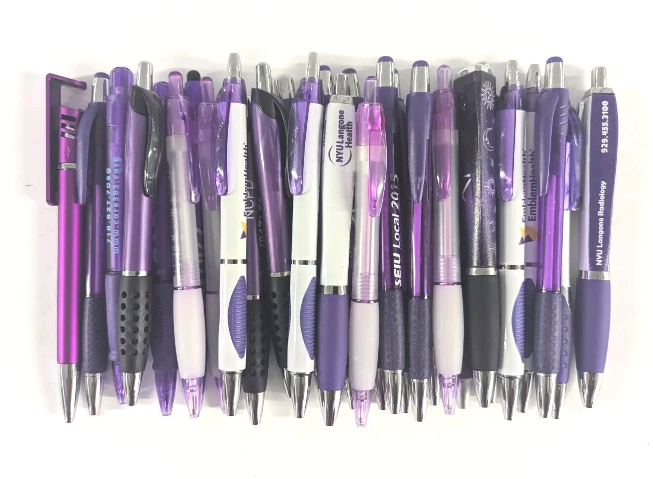 30ct Mixed Lot Misprint Retractable Click Pens: PURPLE/ VIOLET/ LAVENDER/ PLUM