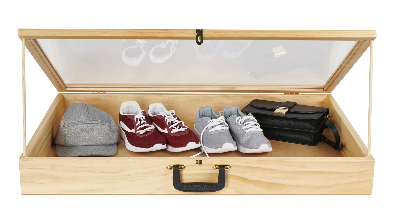 36 inch Portable Natural Pine Wood Countertop Display Case – 24″W x 36″L x 4″D