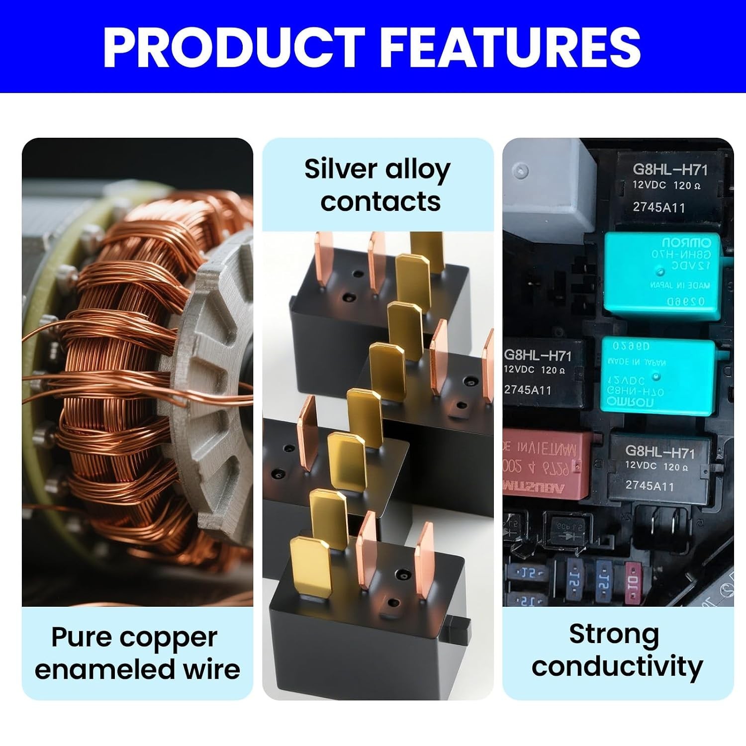 4 Pack Power Relay Assembly Compatible for Honda Accord Civic CR-V MDX 12V