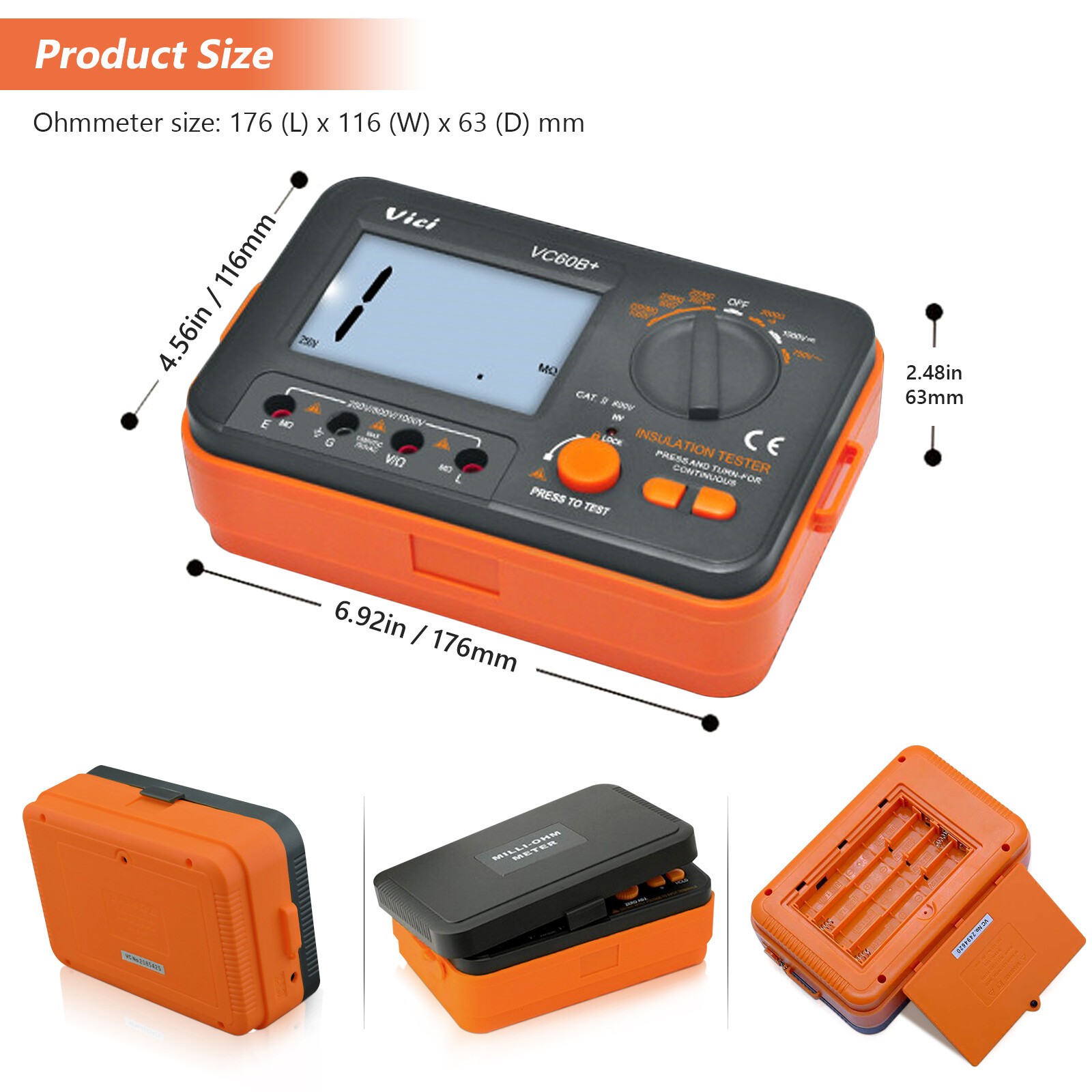 Digital Resistance Meter Ground Earth Insulation Tester 0.01Ω – 2000Ω Megohmeter