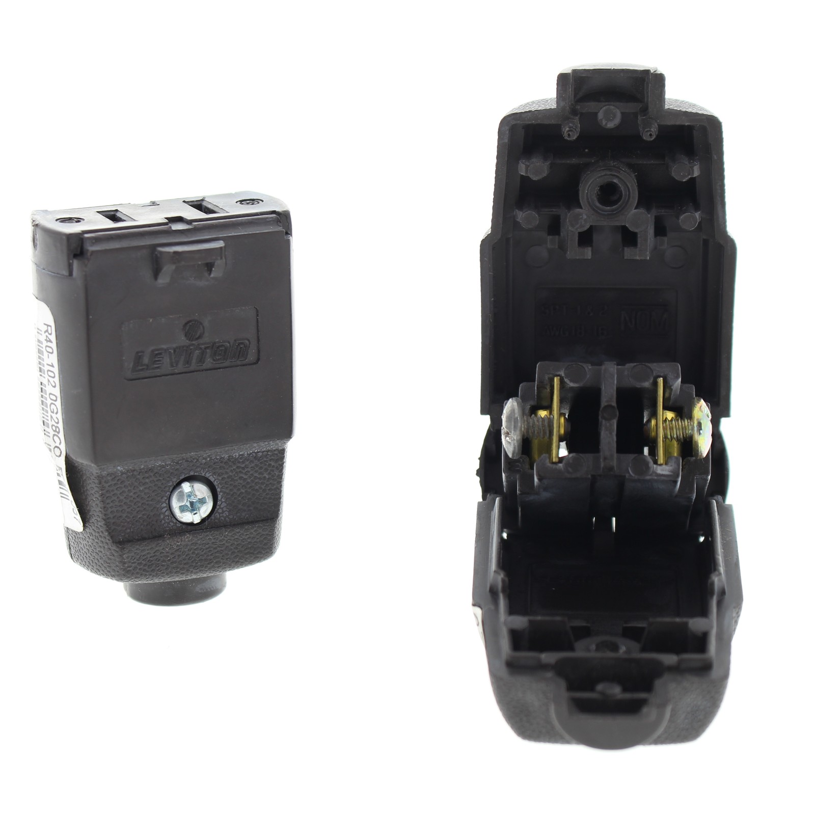 Leviton 102-P Brown Straight Blade Connector Plugs NEMA 1-15R Bulk 15A 2-Pack