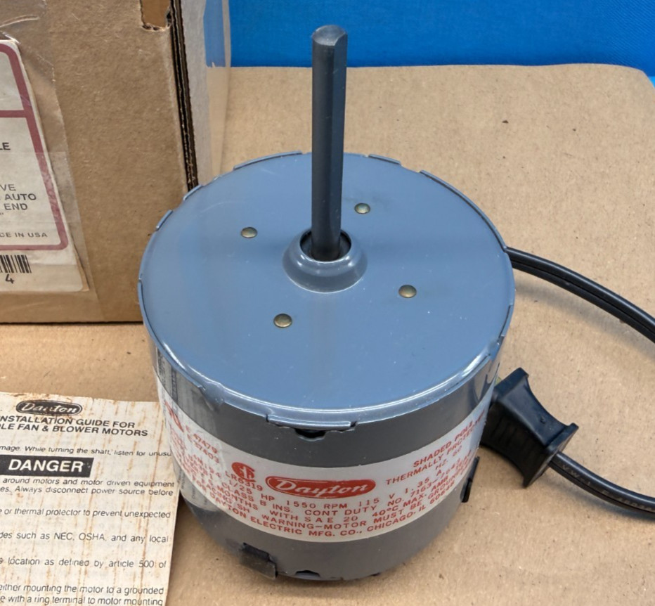 Dayton 4M194 Fan Blower Motor 1/25HP 115V 1550RPM 3.3in Shaded Pole