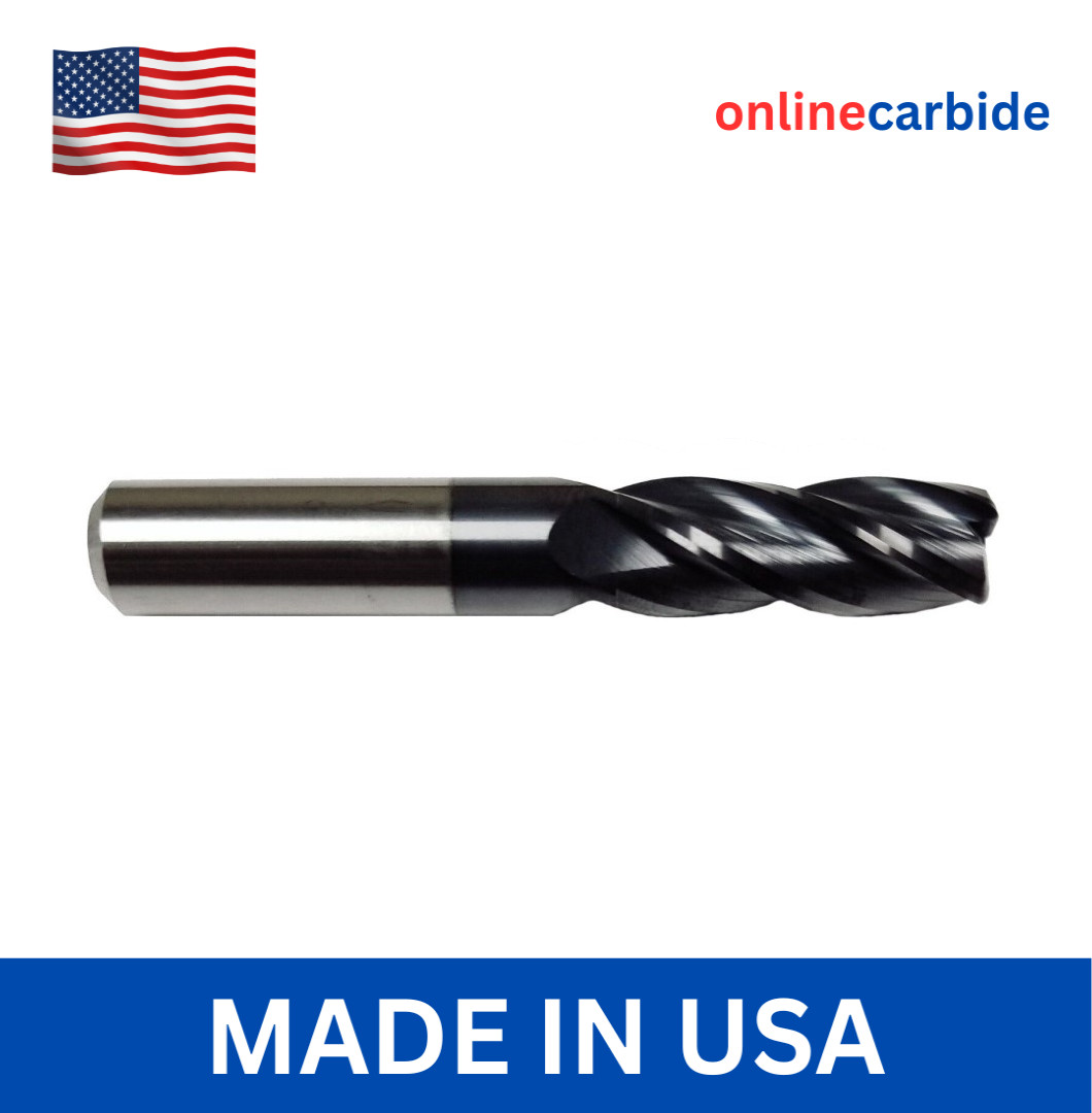 1/4″ 4 FLUTE CARBIDE END MILL – .030 CORNER RADIUS – TiALN COATED