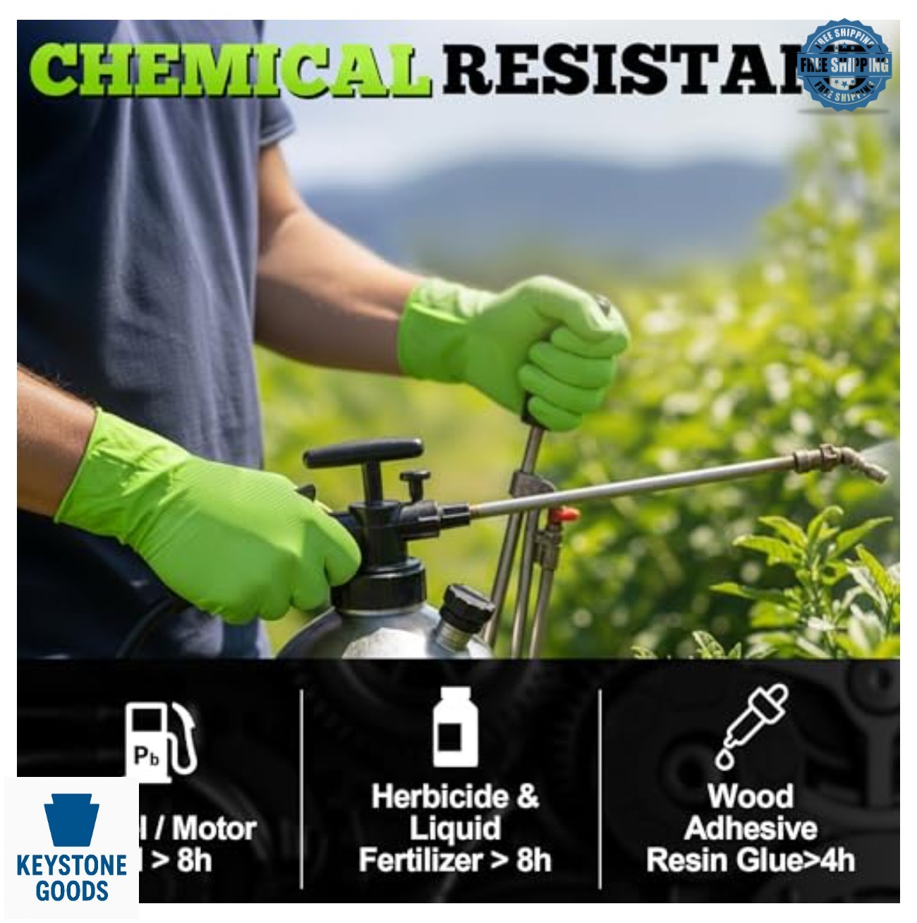 Heavy Duty Nitrile Gloves 8 Mil Diamond Textured Latex Free Disposable Green