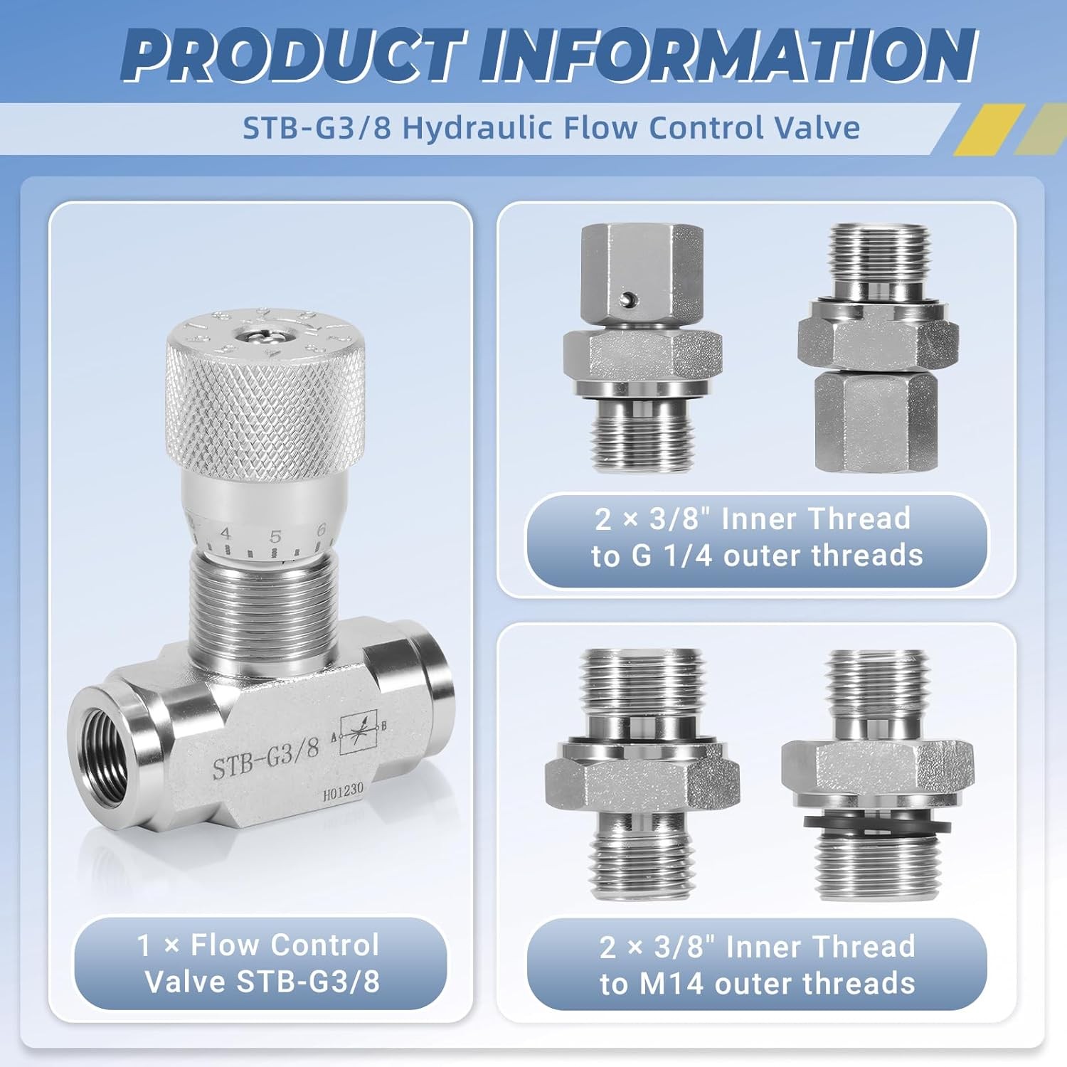 Flow Control Bidirectional Hydraulic Restrictor Valve STB-G3/8 W /L08 ConnectoyT