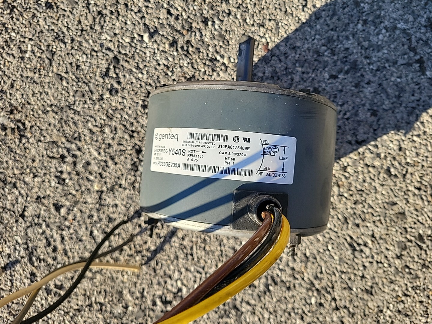 Genteq 5KCP39BG Y540S Condenser Air Conditioner Pump Fan Motor 1/10HP 220V 60Hz