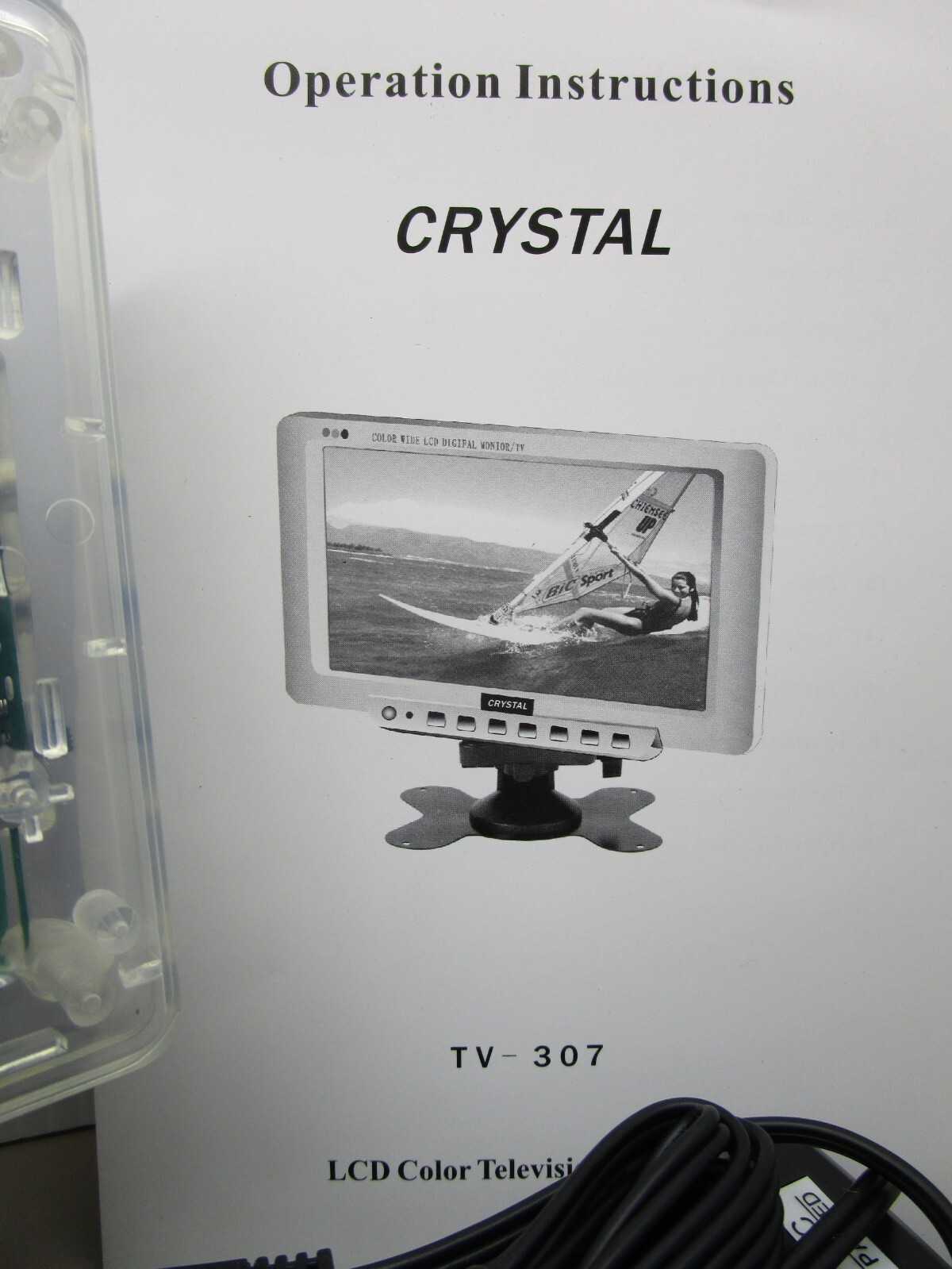 7″ LCD Color TV Receiver 12V with AV Cables Clear Case For Prison Jail Inmates