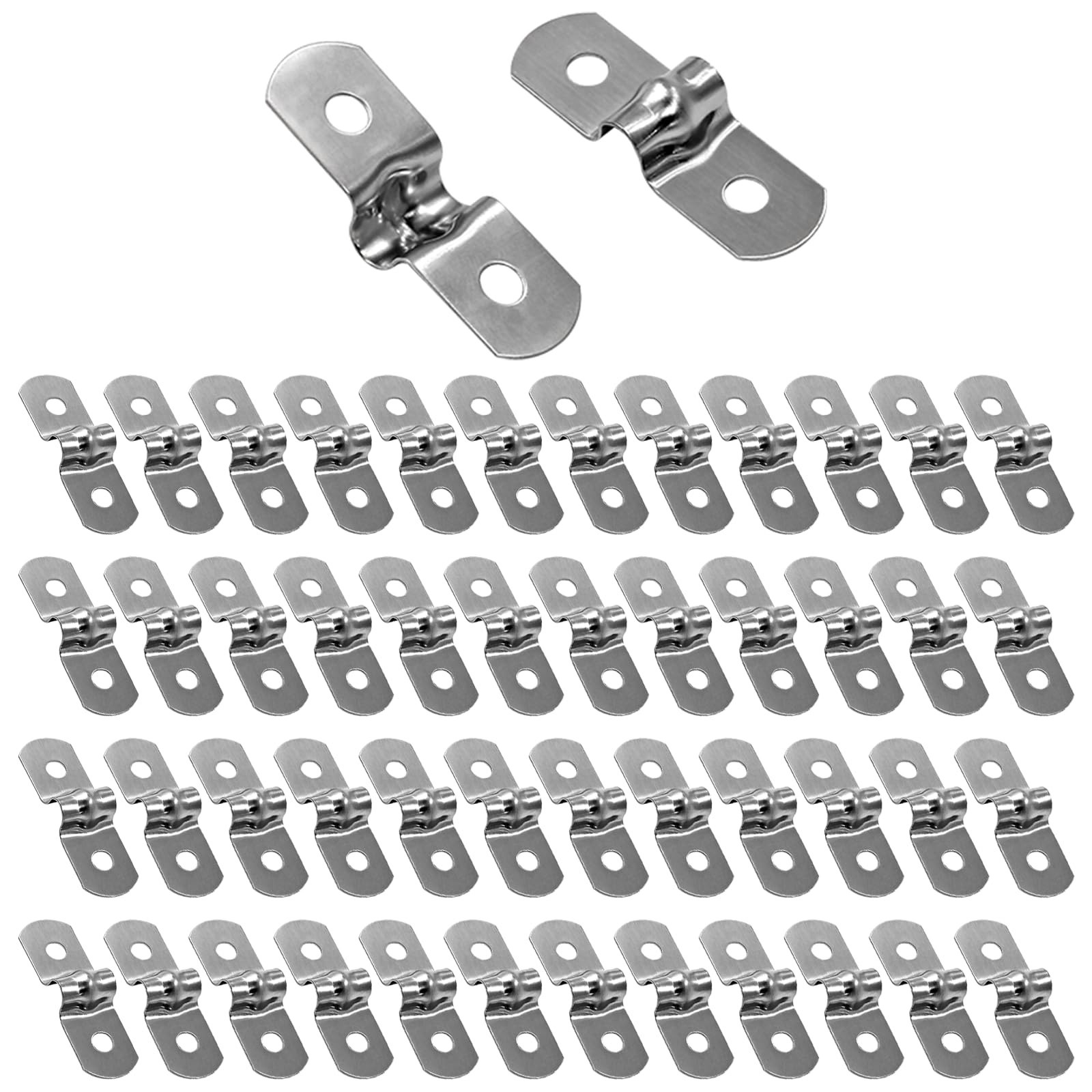 50-Pack M5 Stainless Steel Pipe Strap Clamps 3/16″ Two-Hole U Brackets