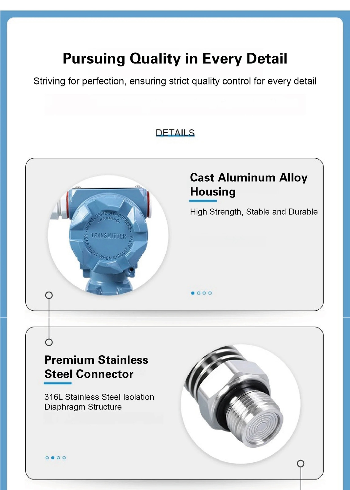 Pressure Transmitter Flush Diaphragm High Temperature 4-20mA RS485 316L Steel