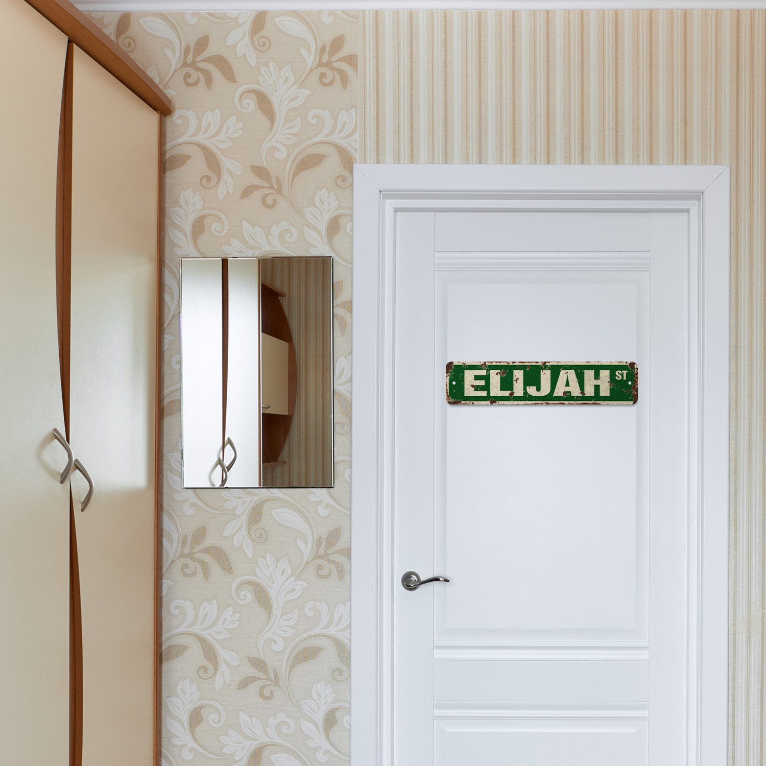 ELIJAH Vintage Style Rustic Street Sign Childrens Name Room Metal Road Sign