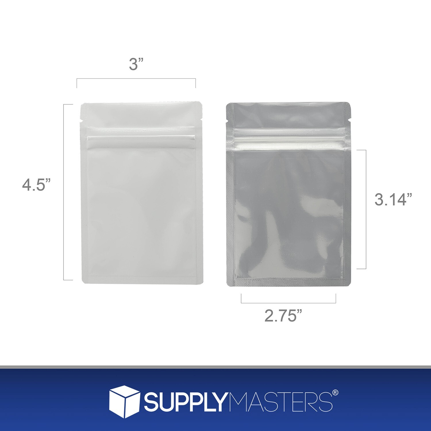 3″ x 4″ Gram Mylar Barrier Bags White Clear Front Resealable Storage – 100 Count