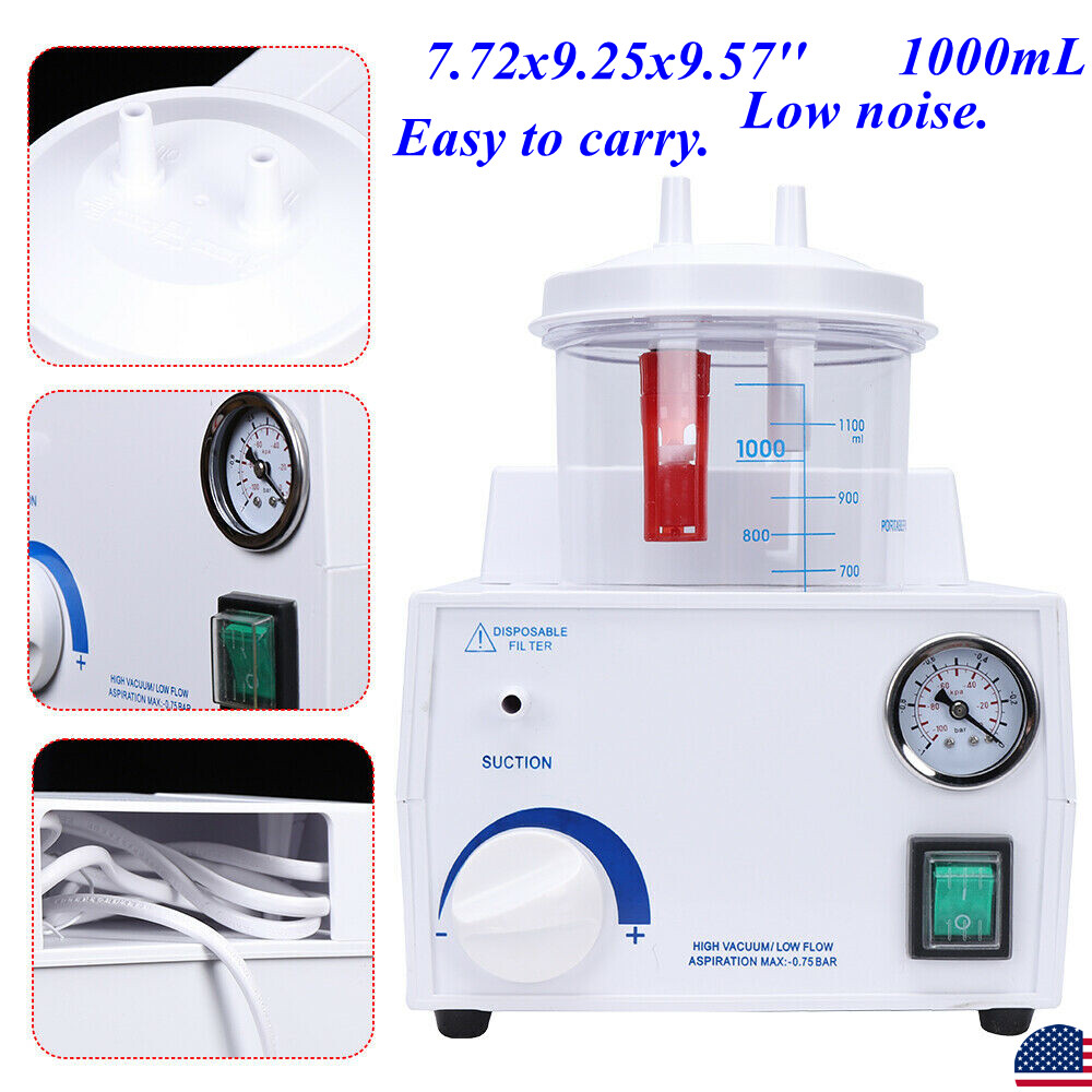 Portable Dental Phlegm Suction Unit Emergency Medical Vacuum Aspirator Machine