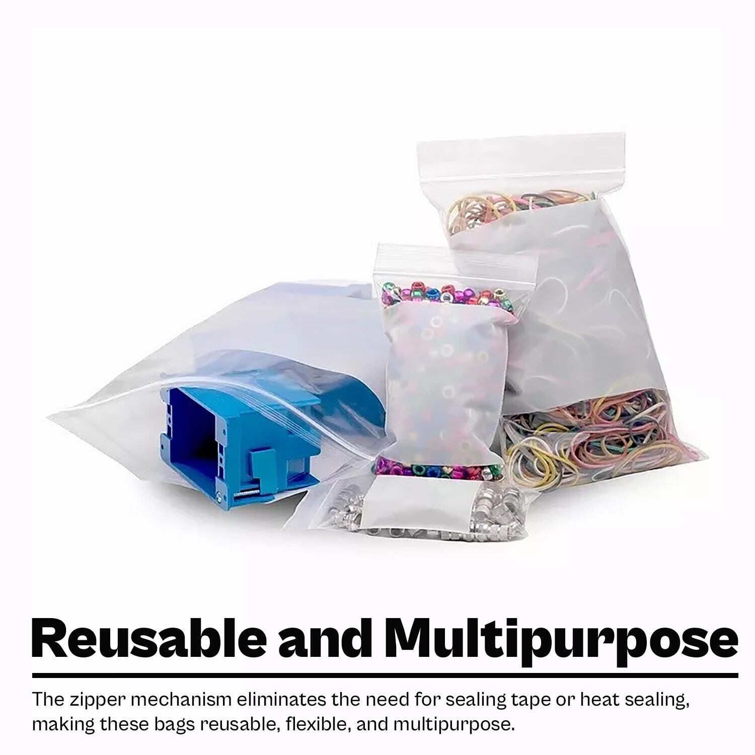 4 Mil Reclosable Bag with White Block 3″ x 5″ Plastic Bag Durable Clear 1000 Pcs