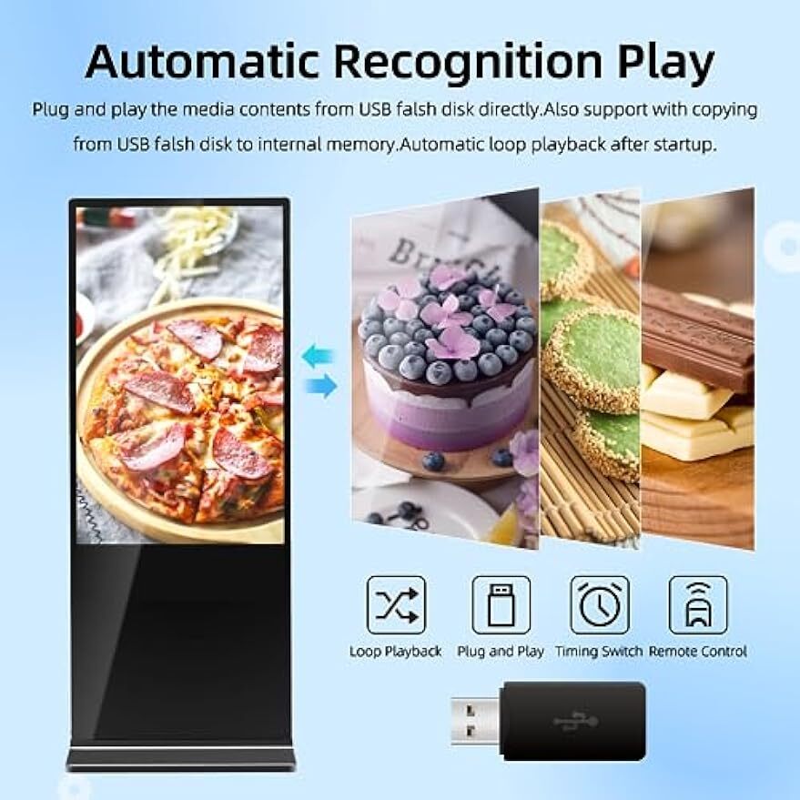 Indoor Floor Standing Digital Signage 1080P LCD Screen Advertising Display Kiosk