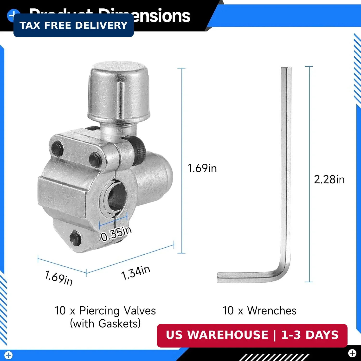 10 Pcs Bullet Piercing Valves, BPV-31 Piercing Valve for Refrigerators HVAC, Com