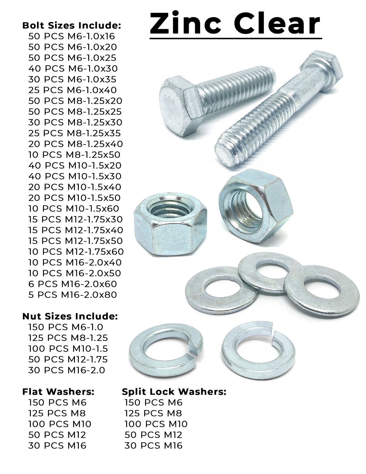 Grade 8 & Class 10.9 Cap Screws, Nuts, & Washers Assortment Kit – 4022 PCS