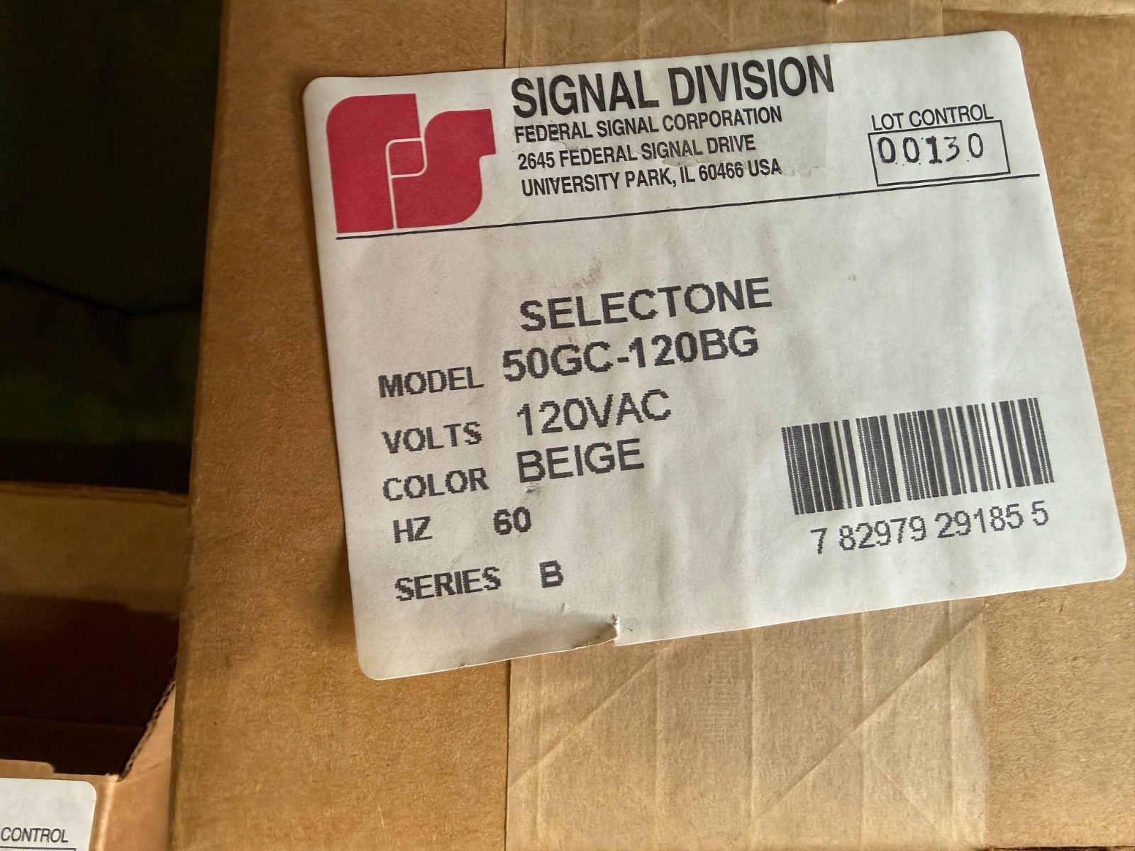 Federal Signal 50GC-120BG Series B Selectone new 120VAC