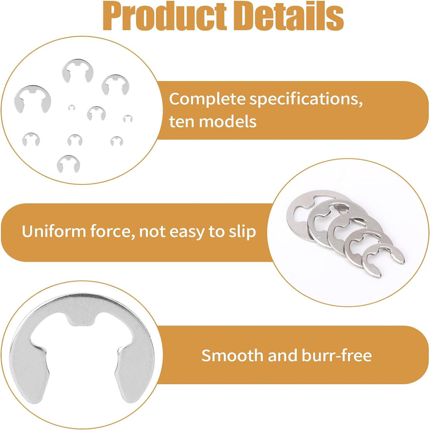 120Pcs Stainless E Clips C Circlip Steel Kit Retaining Ring Assorted 1.5 to 10mm