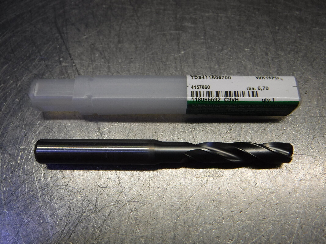 Widia 6.70mm 2 Flute Coolant Thru Carbide Drill TDS411A06700 WK15PD (LOC106)