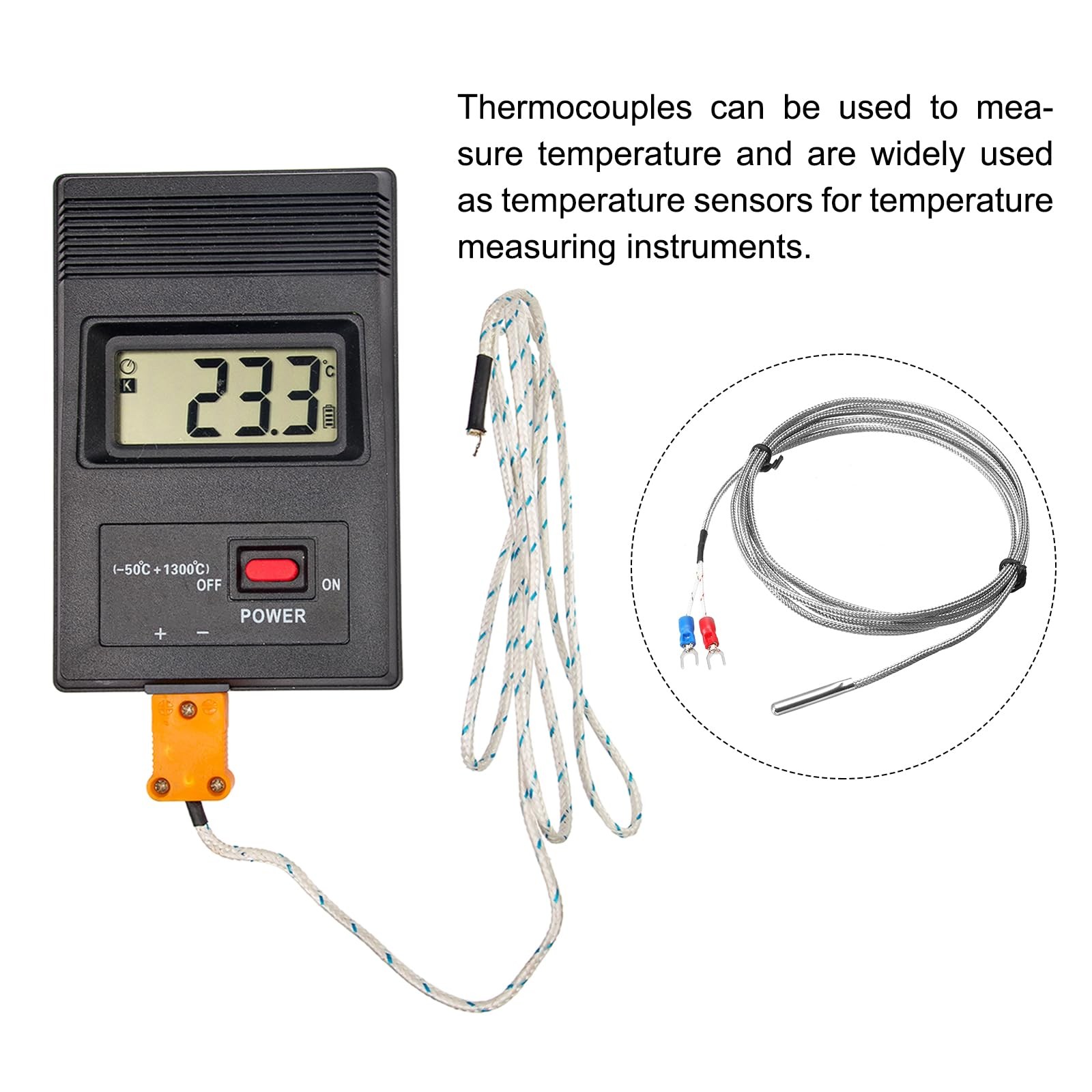 MECCANIXITY E Type Thermocouple Temperature Sensor Probe 4x30mm 6.6ft Wire 0…