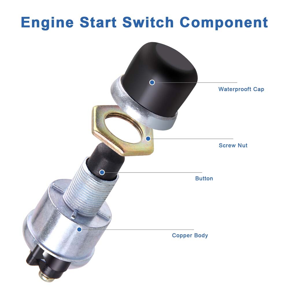Heavy-Duty Push Button Switch Momentary Push On 50 AMP 12V 24V Ignition Starter