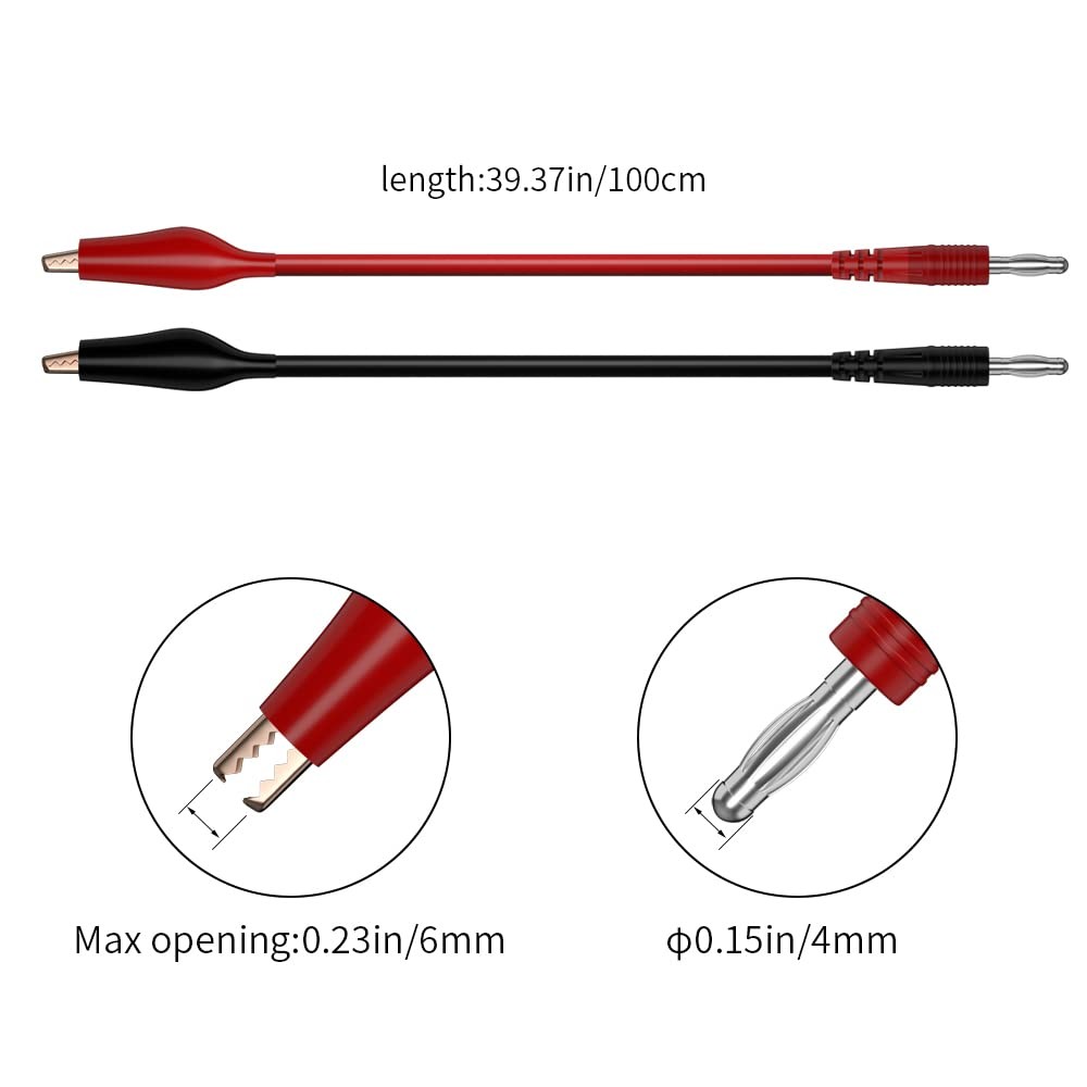 2pcs Banana Plug to Alligator Clip Test Lead Cable Line Wire, 4mm Banana Plug…