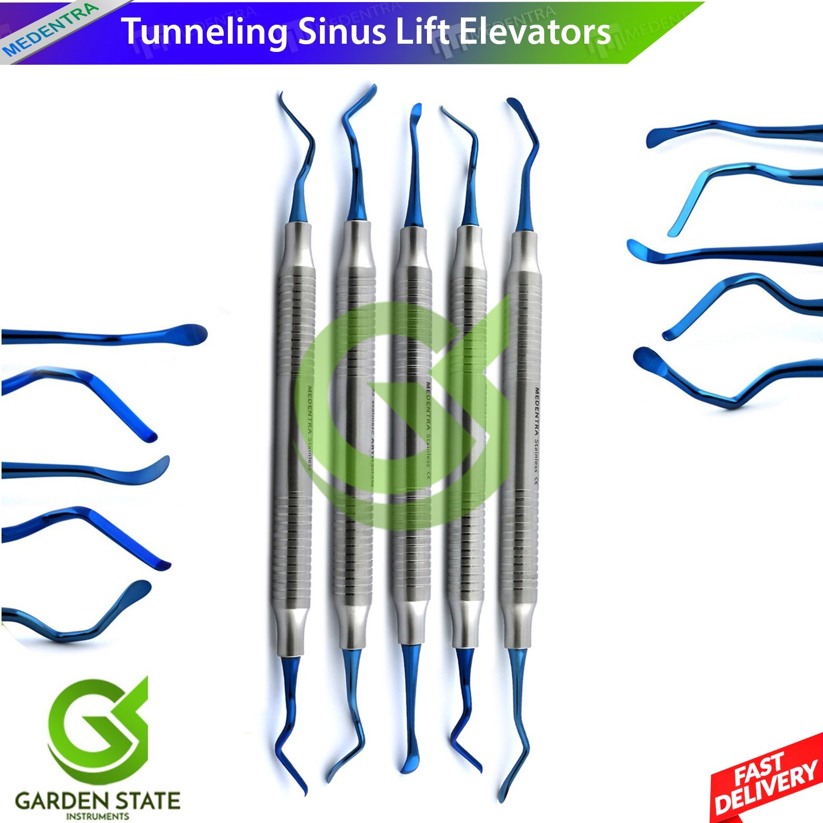 Implant Tunneling Elevators Gum Lift Sinus Tissue Grafting Instruments Set Of 5