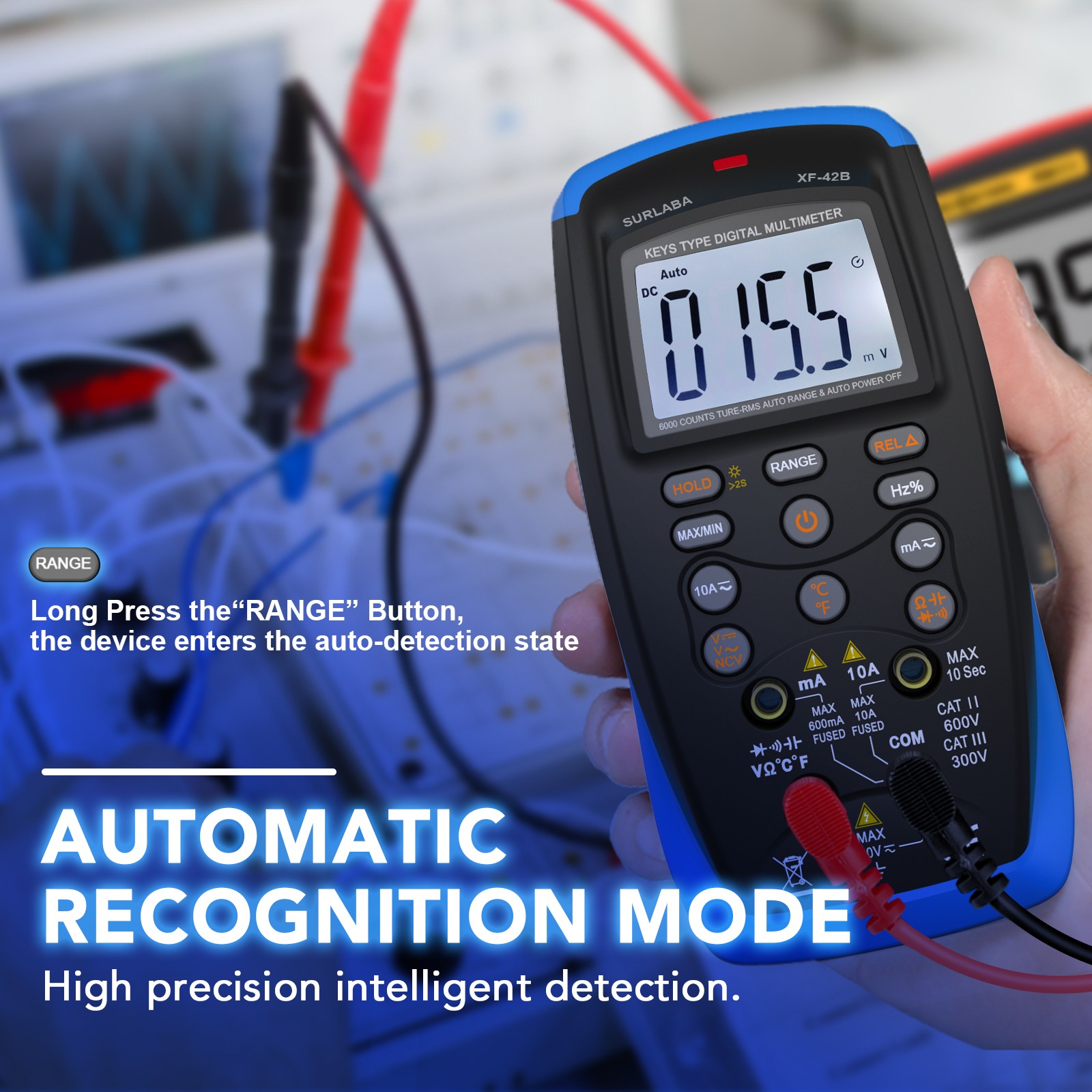 Multimeter Tester TRMS 6000 Counts AC/DC Voltage Meter NCV Backlight Data Hold