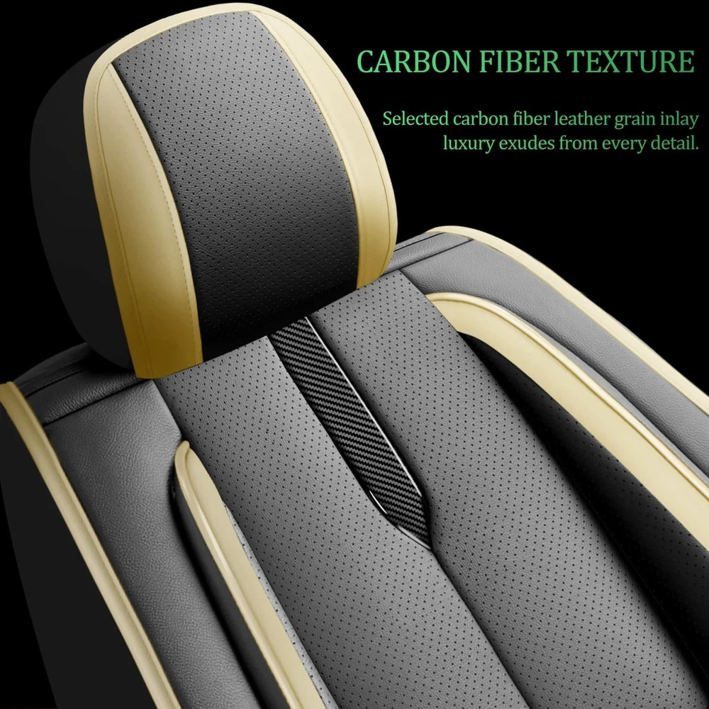 Mazda 3 Seat Covers 2 Front 2009-2025 2026 Waterproof Leather Airbag Black-Beige
