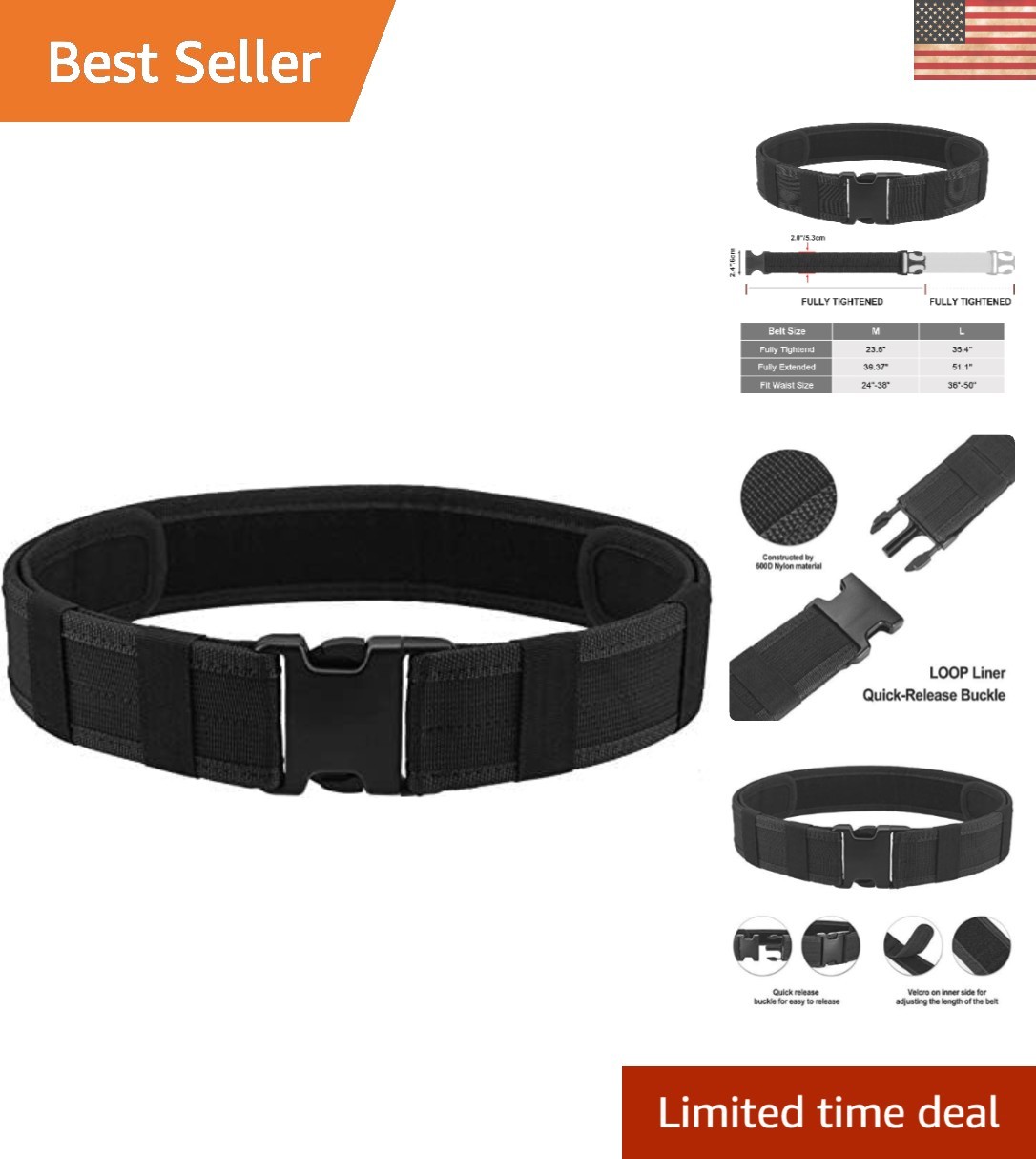 Durable 600D Nylon Tactical Belt with Quick Release Buckle – Universal Fit