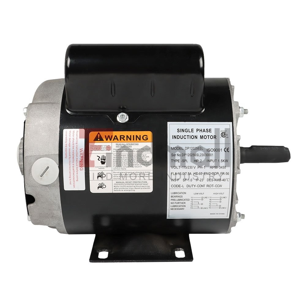 2HP SPL Compressor Duty Electric Motor 3450 RPM 56 Frame 5/8″ Shaft 115/230V New