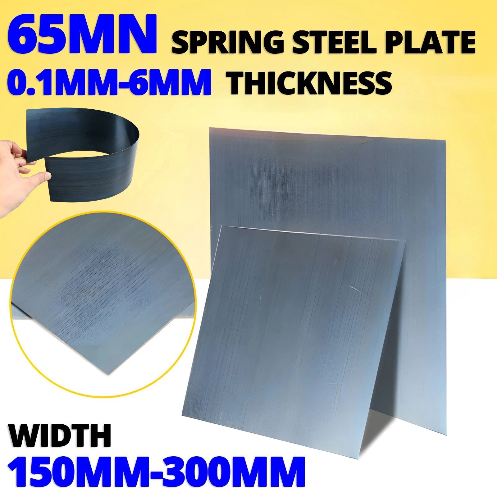 65MN Spring Steel Plate Sheet Thick 0.1mm-6mm / Width 150mm-300mm, All Sizes