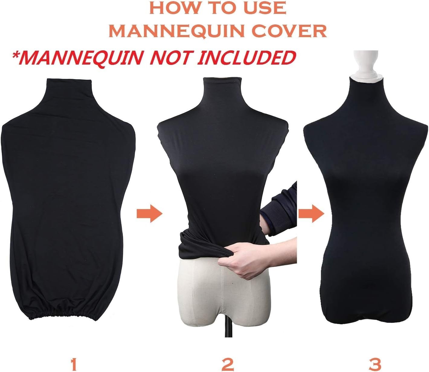 Black Superb Mannequin Fabric Cover, Soft Stretchy, for Fashion Designer Reta…