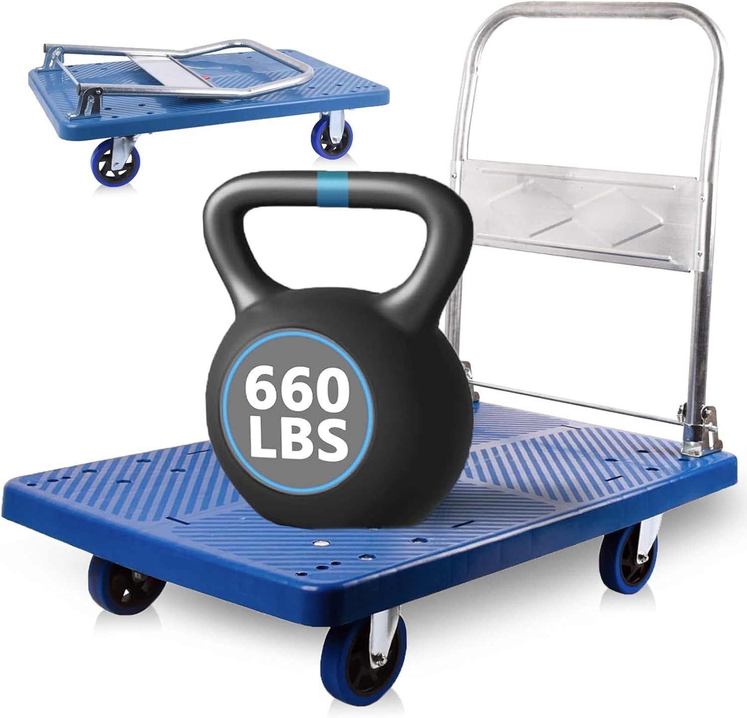 Heavy Duty Foldable Push Cart with 4 Swivel Wheels – Ideal for Home & Garden
