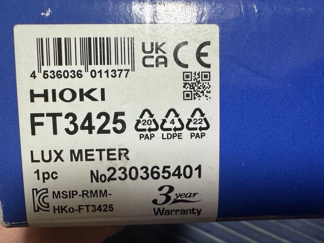 Hioki FT3425 Digital Lux Meter Bluetooth Equipped Japan USED Black Test