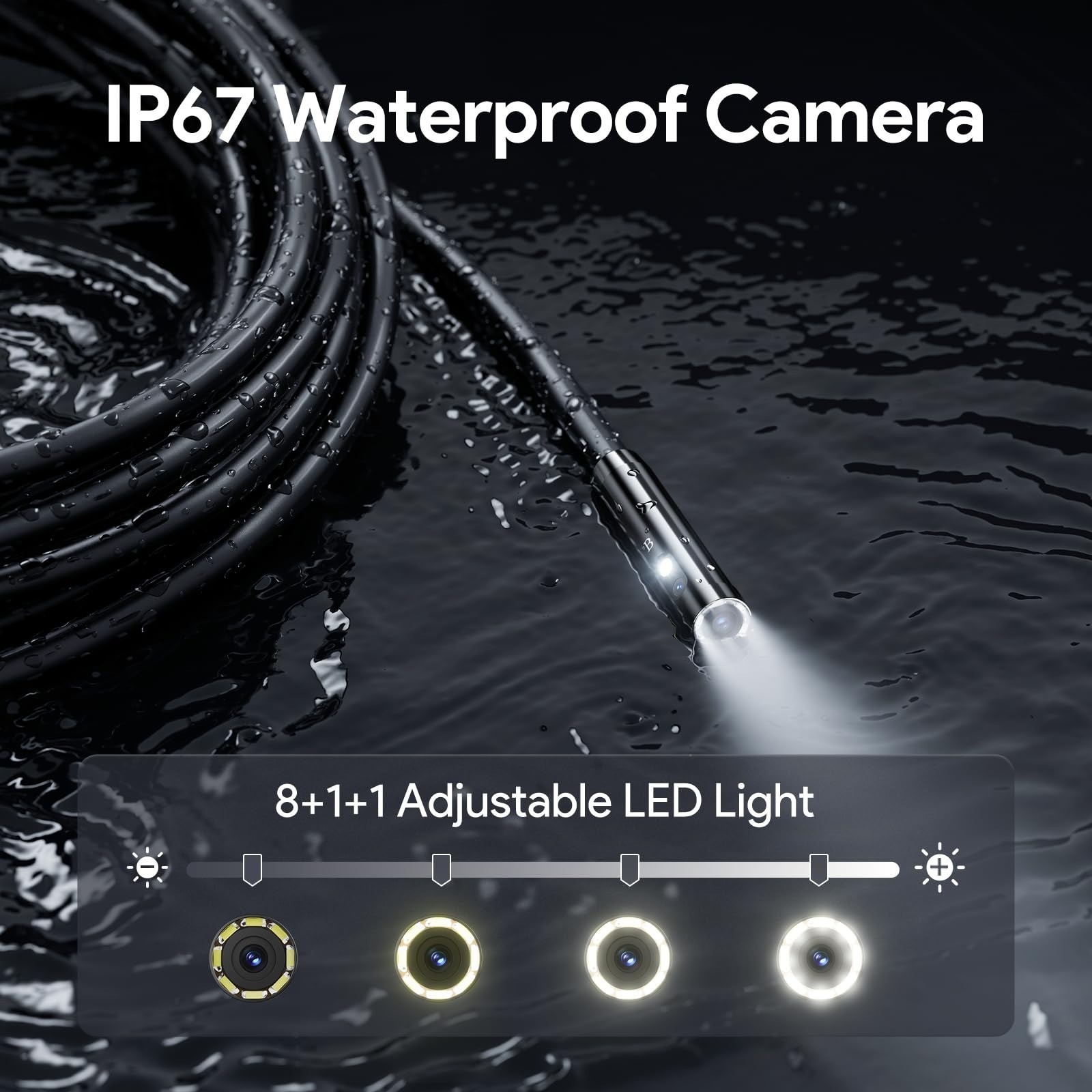Triple Lens Inspection Endoscope Camera with Light, 5″ IPS Screen | 1920×1080P I
