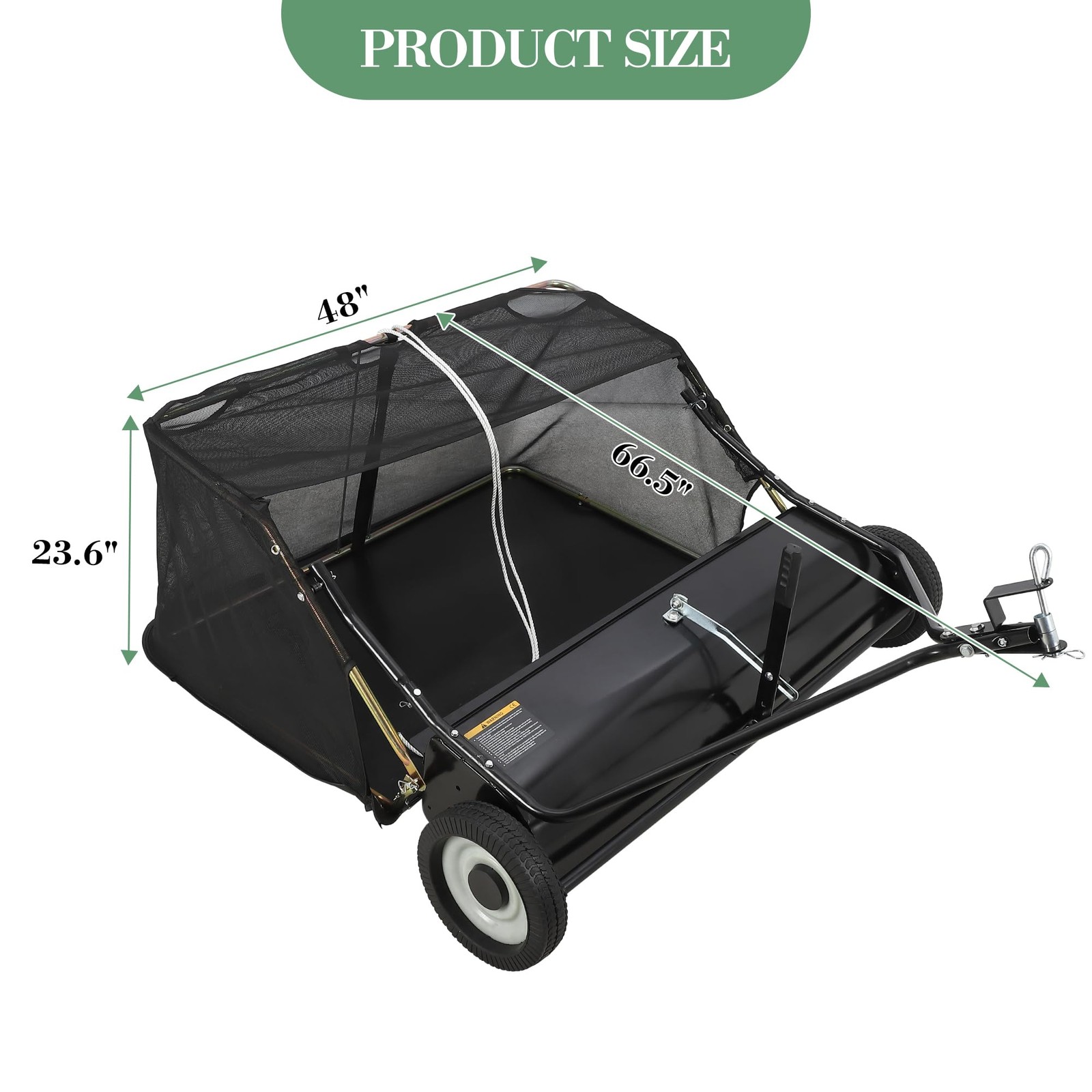48″ Tow Behind Lawn Sweeper Leaf Collector Sweeper for Lawn Grass Sweeper Hopper