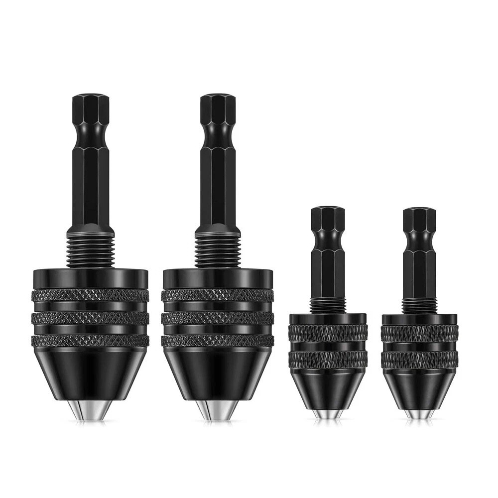 4x 1/4″Hex Shank Keyless Chuck Adapter Drill Bit Quick Change Driver Converter