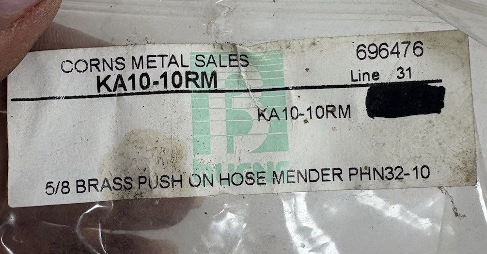 5/8” Brass Push-On Hose Menders KA10-10RM NOS Bundle of 4 Fittings