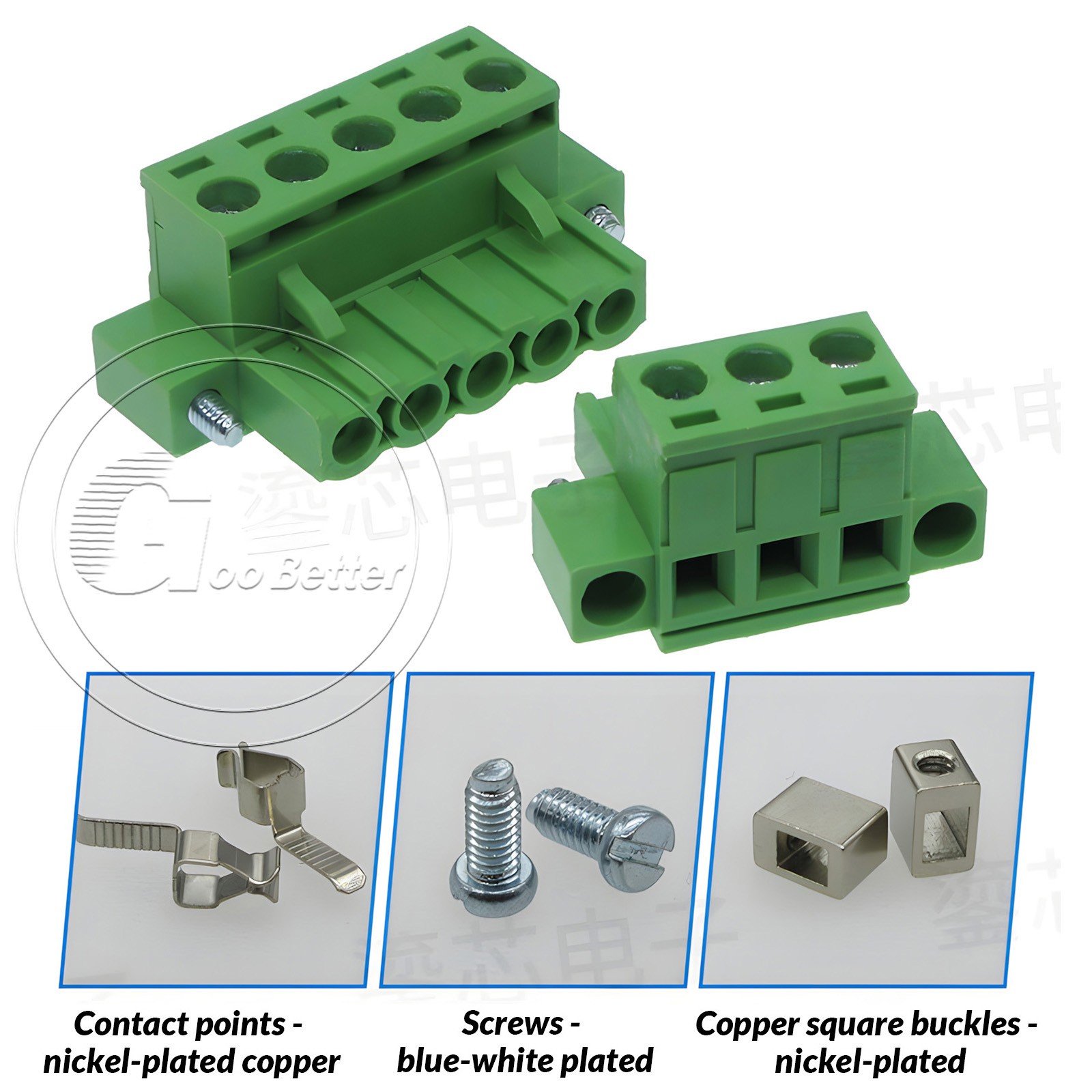 5.08mm Pitch PCB Terminal Block with Flange Screw Terminal Plugs 2-Pin to 24-Pin