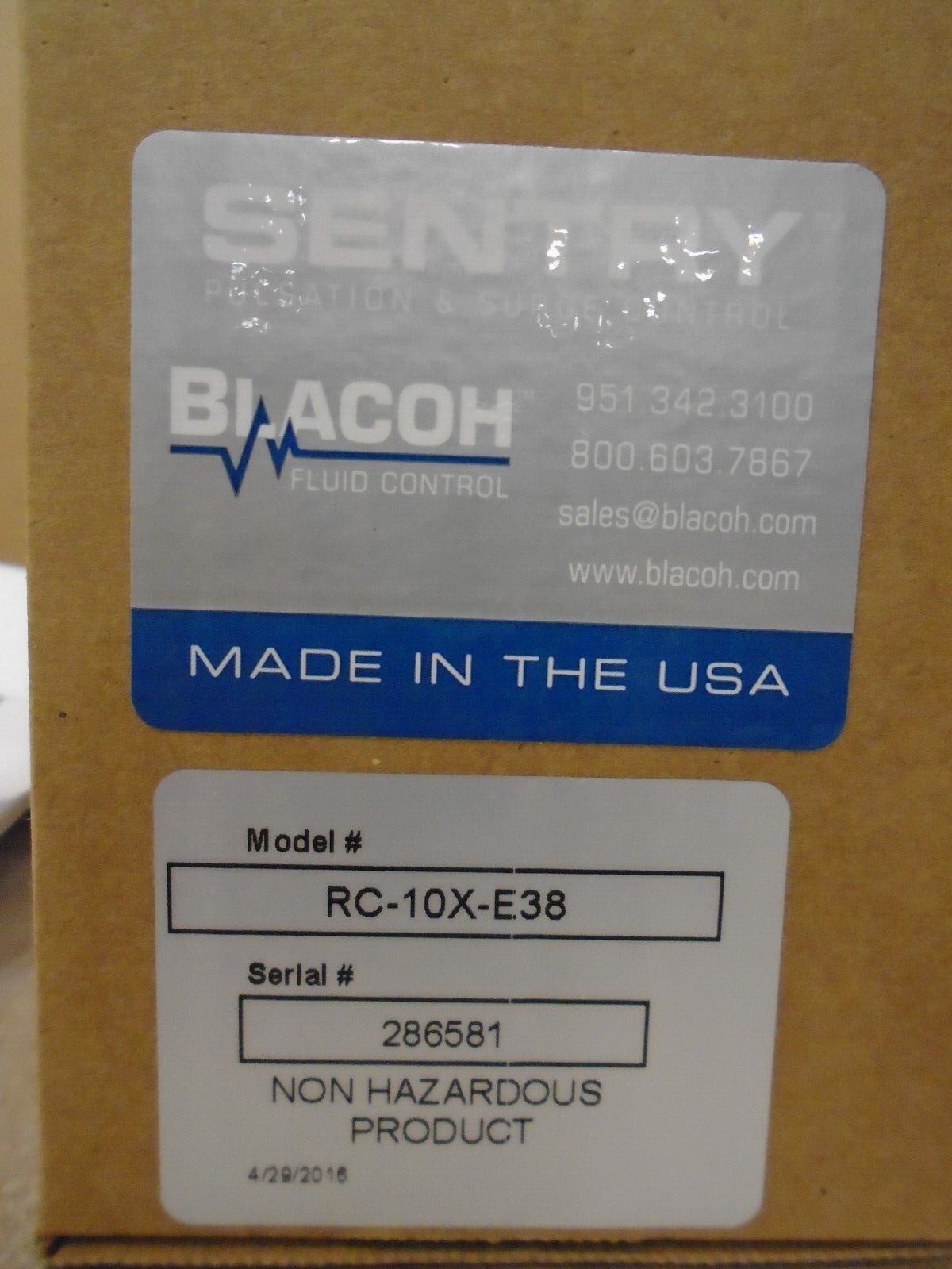 Brand new in box! Blacoh Sentry CPVC Chargeable Pulsation Dampener #RC-10X-E38