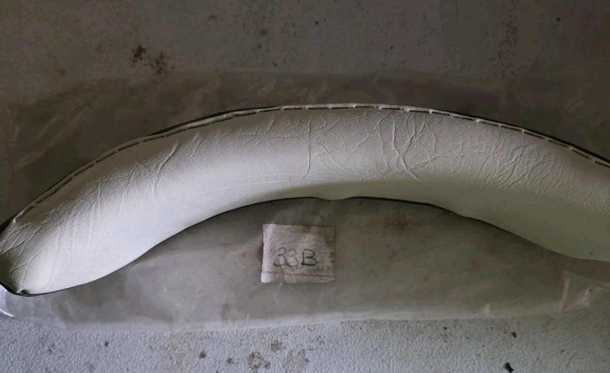 Curved Black And White Tractor Seat Backrest 17″ Wide Marked 33B