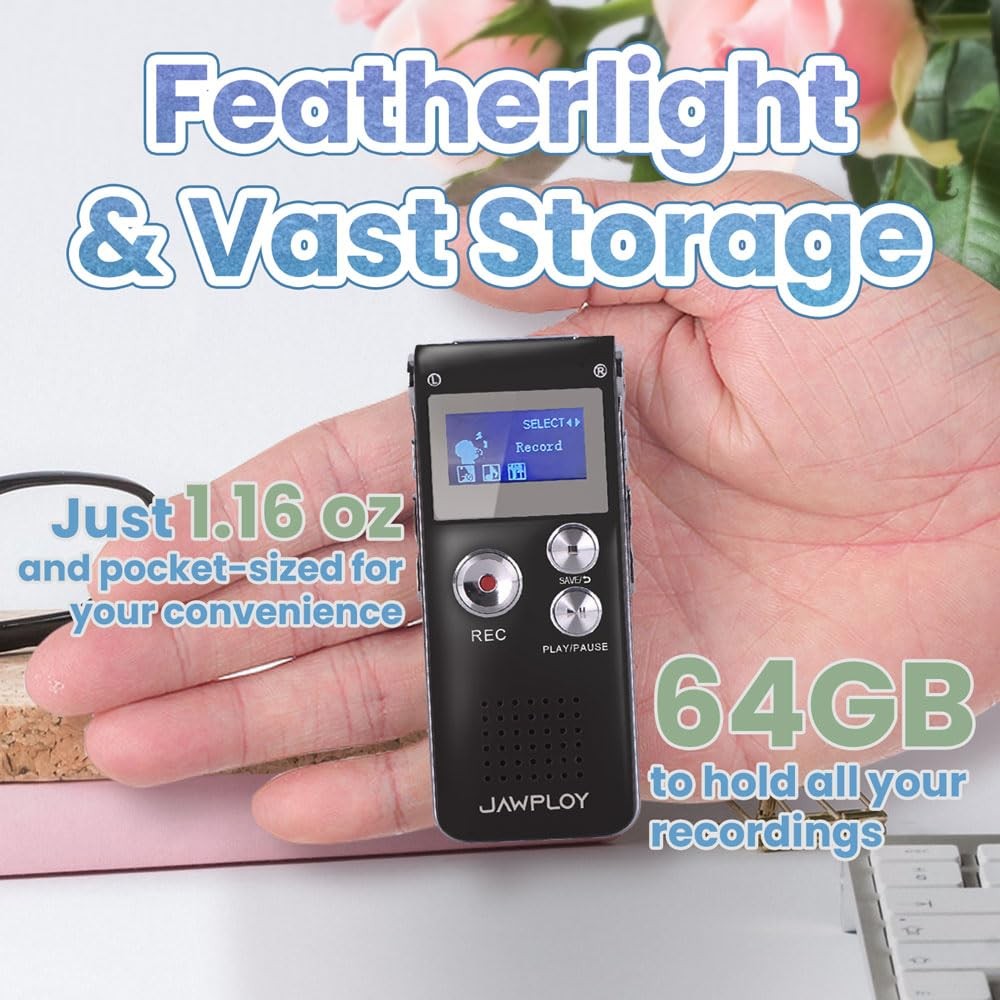 64GB Digital Voice Recorder for Lectures Meetings Voice Activated Recording D…