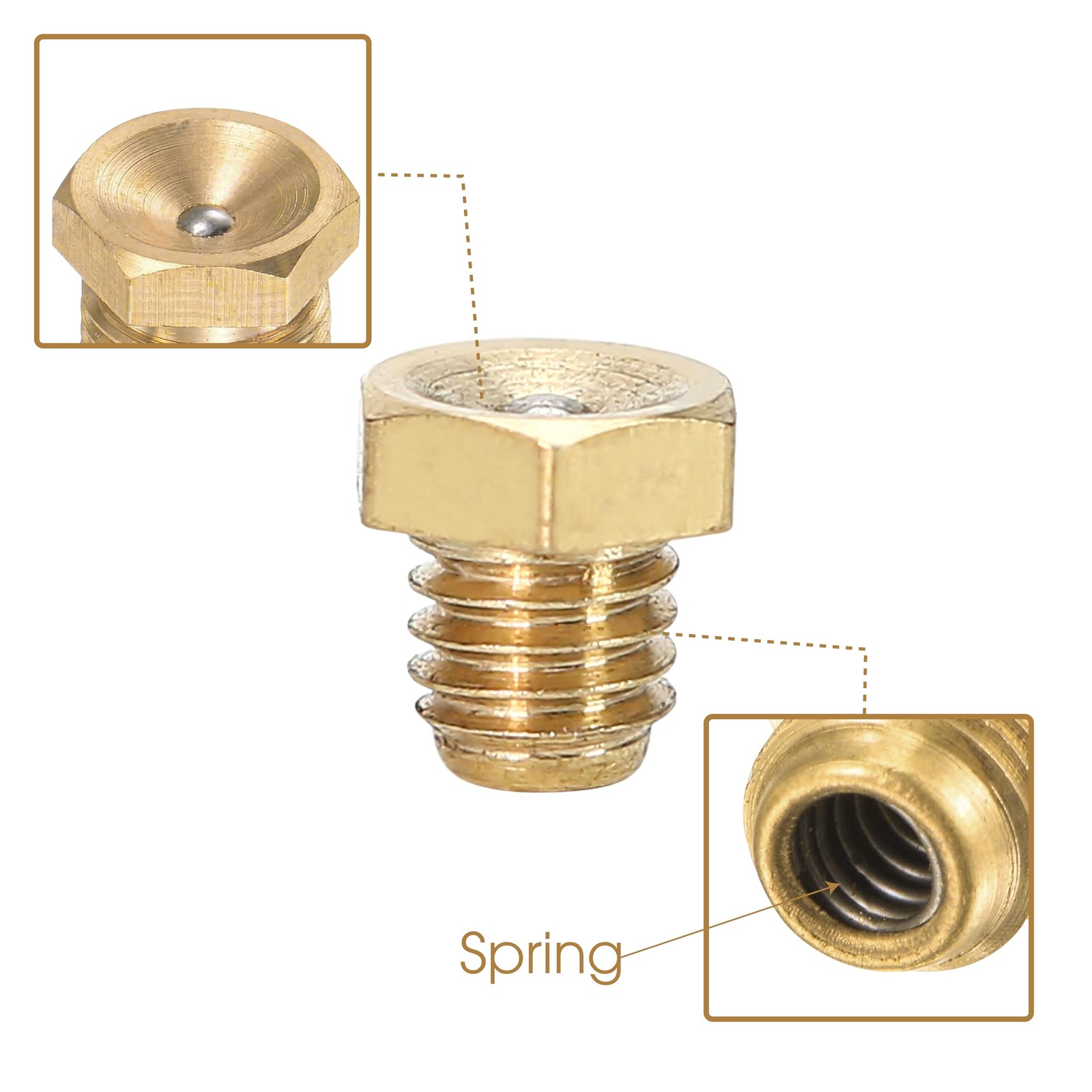 Lot 20 M6x1mm Flush Low Profile Zerk Grease Fittings Plug Flat Hex 6mm, Gold