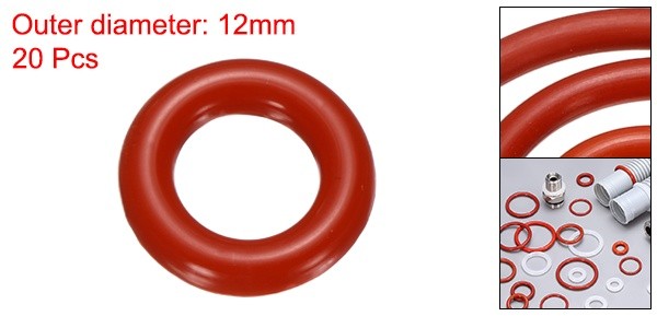 20pcs Silicone O-Ring 12x6x3mm Metric Sealing Gasket for Plumbing Red