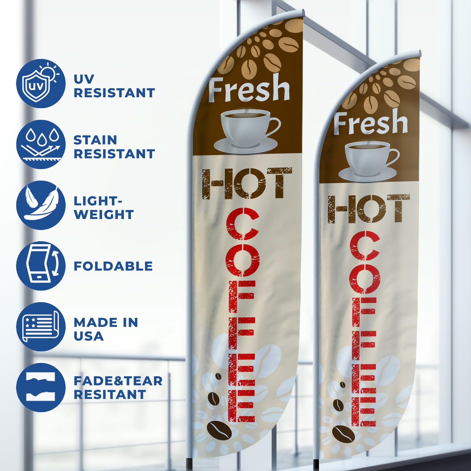 Dreamcontroller Fresh Coffee Feather Flag11.5Feetx2.5Feet By Business