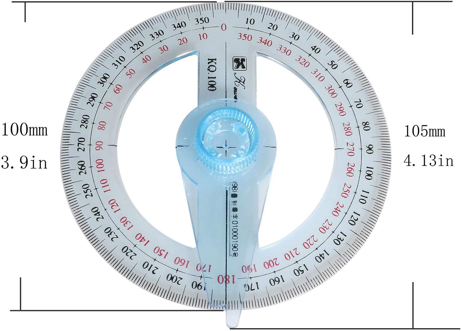 Swing Arm Protractor Plastic 4Inch 360 Degree Protractor with Swing Arm